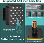 Bostingner Shower System Thermostatic with 6 Pcs Body Jets Ceiling Mounted Matte Black 12 Inch - Bostingner