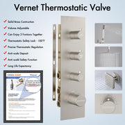 Bostingner Thermostatic Shower System with Spray Jets Ceiling Mounted 16 Inch Brushed Nickel Knob