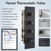 Bostingner Thermostatic Shower System Ceiling Mounted Square 16 Inch Matte Black