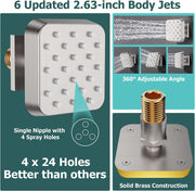 Bostingner Shower System Thermostatic with 6 Pcs Body Jets Wall Mounted Brushed Nickel 12 Inch - Bostingner