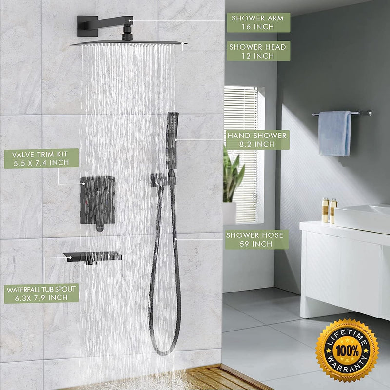Bostingner Shower System with Tub Spout Matte Black - Bostingner