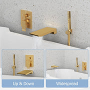 Bostingner 3.9" Waterfall Bathtub Faucet Set with 2 In 1 Handheld Sprayer Gold - Bostingner
