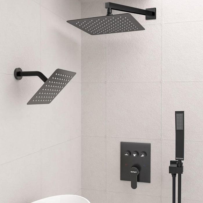 Bostingner 12" Dual Shower Head System with 8" Rainfall Showerhead Black - Bostingner