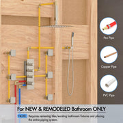 Bostingner Thermostatic Shower System with Spray Jets Ceiling Mounted 16 Inch Brushed Nickel Knob