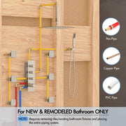 Bostingner Thermostatic Shower System Ceiling Mounted Square 16 Inch Brushed Nickel