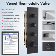 Bostingner Thermostatic Shower System Wall Mounted Square 12 Inch Matte Black - Bostingner