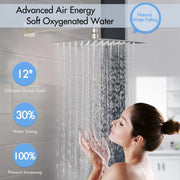 Bostingner Thermostatic Shower System Wall Mounted Square 12 Inch Brushed Nickel