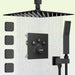 Bostingner Rain Shower System with Body Spray Jets Thermostatic Ceiling Mount Matte Black 12 Inch - Bostingner