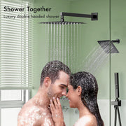 Bostingner 12+6 Inch Dual Shower Head Thermostatic Systems with 2 Function Wand Matte Black - Bostingner