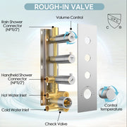 Bostingner 12+6 Inch Dual Shower Head Thermostatic Systems Brushed Nickel (Knob) - Bostingner