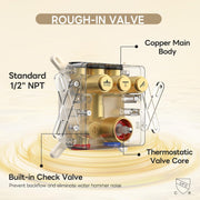 Bostingner 10+6 Inch Dual Shower Head Thermostatic Systems with 2 Function Wand Gold - Bostingner