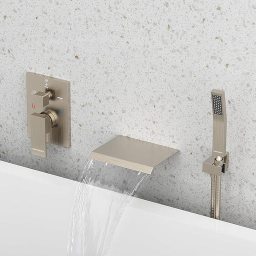 Bostingner Waterfall Bathtub Faucet Set with Sprayer Brushed Nickel - Bostingner