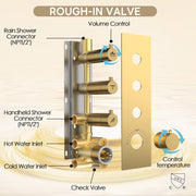 Bostingner 12+6 Inch Dual Shower Head Thermostatic Systems Gold (Knob) - Bostingner