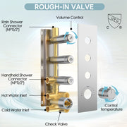 Bostingner 12+6 Inch Dual Shower Head Thermostatic Systems Brushed Nickel (Push Button) - Bostingner