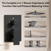 Bostingner Four Function Dual Shower Head System 12+6 Matte Black - Bostingner
