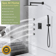 Bostingner Rain Shower System with Body Spray Jets Thermostatic Wall Mount Matte Black 12 Inch - Bostingner