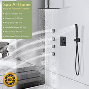 Bostingner Rain Shower System with Body Spray Jets Thermostatic Ceiling Mount Matte Black 12 Inch - Bostingner