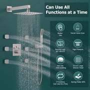 Bostingner Shower System Thermostatic with 6 Pcs Body Jets Wall Mounted Brushed Nickel 12 Inch - Bostingner