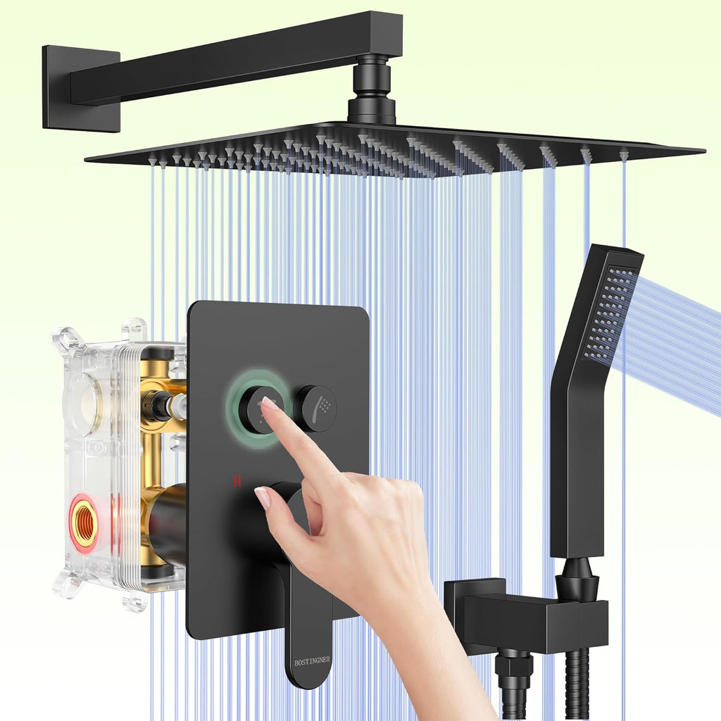 Matte Black Shower System — Bostingner