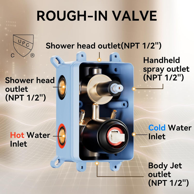 Bostingner Four Function Dual Shower Head System 12+6 Matte Black - Bostingner