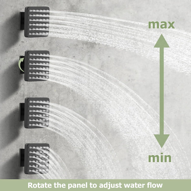Bostingner 16 Inch Thermostatic Shower System With Adjustable Flow Shower Body Spray Jets - Bostingner
