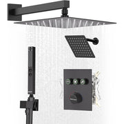 Bostingner 12+8 Inch Dual Shower Head Thermostatic Systems with 2 Function Wand - Bostingner