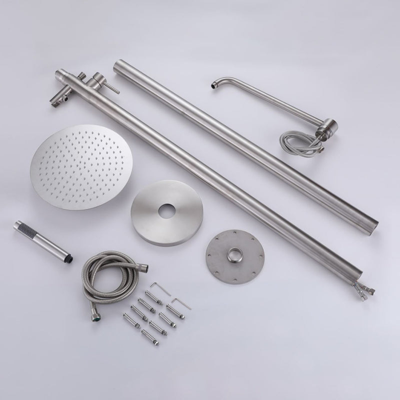 Bostingner Freestanding Outdoor Shower System with Shower Head Brushed Nickel - Bostingner