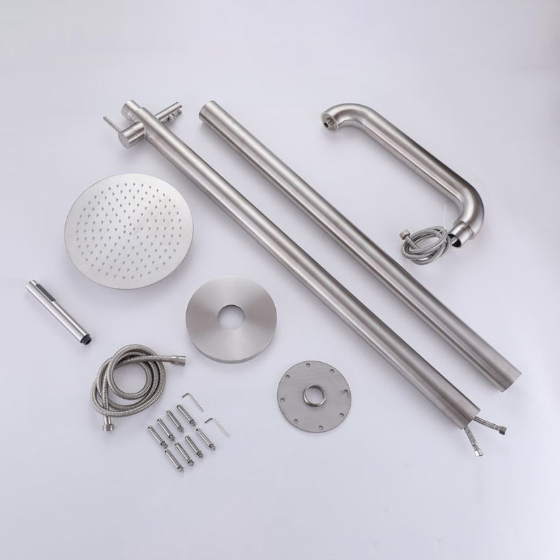 Bostingner Freestanding Outdoor Shower Faucet Set with Shower Head Brushed Nickel - Bostingner