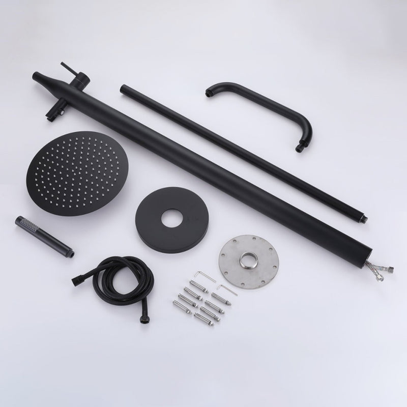 Bostingner 12" Free Standing Outdoor Shower System with Shower Head Matte Black - Bostingner