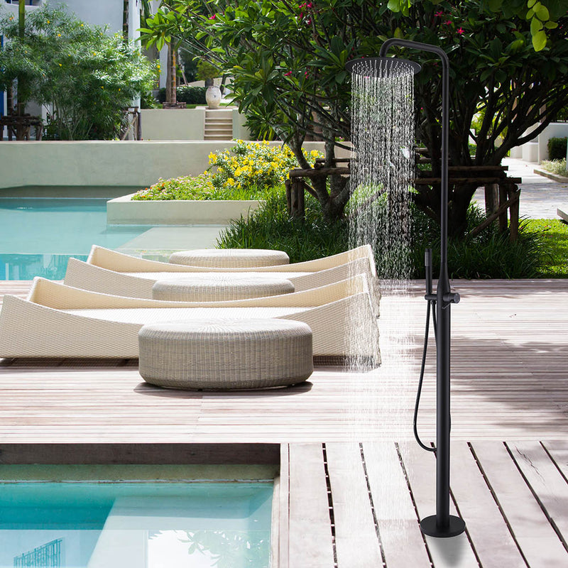 Bostingner 12" Free Standing Outdoor Shower System with Shower Head Matte Black - Bostingner