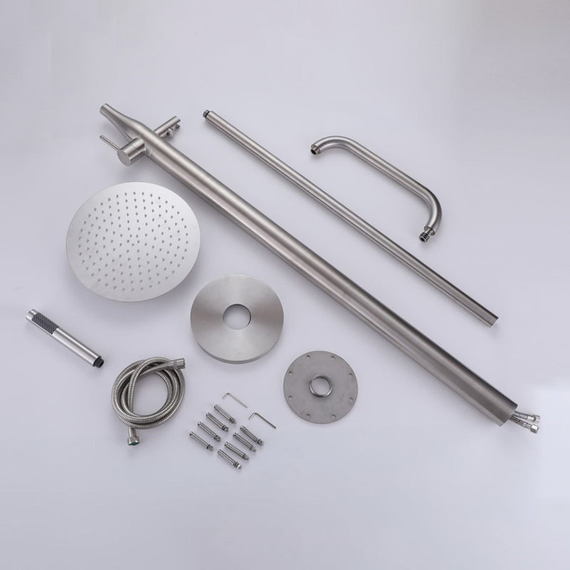 Bostingner 12" Free Standing Outdoor Shower System with Shower Head Brushed Nickel - Bostingner