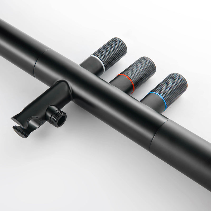 Bostingner 12" Free Standing Outdoor Shower Faucet Set with Shower Head Matte Black - Bostingner