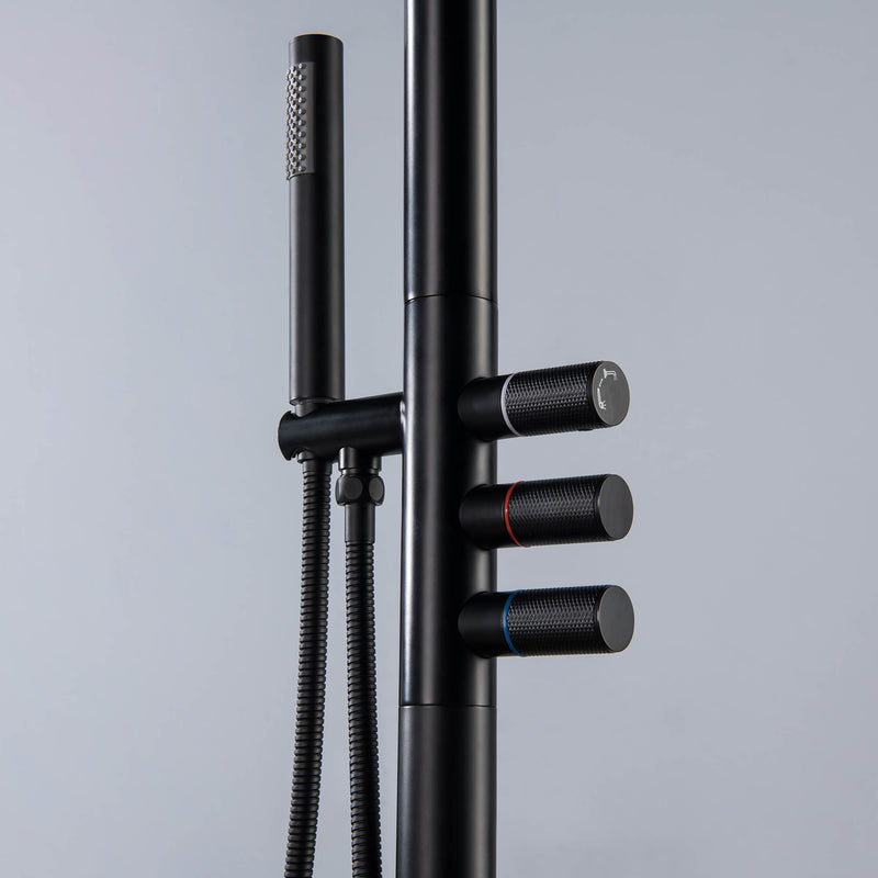 Bostingner 12" Free Standing Outdoor Shower Faucet Set with Shower Head Matte Black - Bostingner