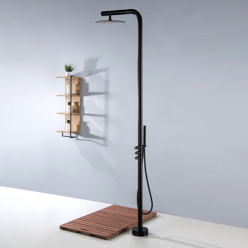 Bostingner 12" Free Standing Outdoor Shower Faucet Set with Shower Head Matte Black - Bostingner