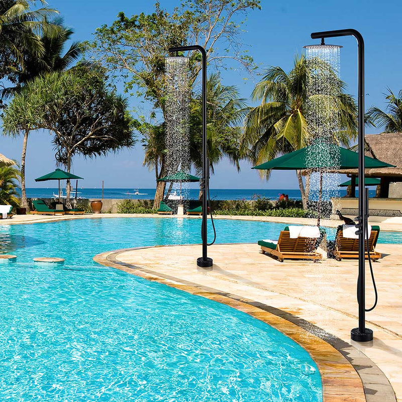 Bostingner 12" Free Standing Outdoor Shower Faucet Set with Shower Head Matte Black - Bostingner