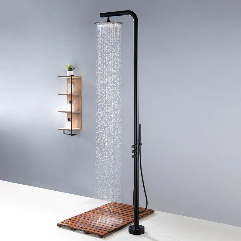 Bostingner 12" Free Standing Outdoor Shower Faucet Set with Shower Head Matte Black - Bostingner