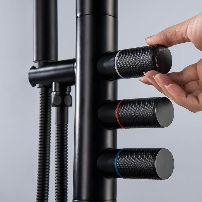 Bostingner 12" Free Standing Outdoor Shower Faucet Set with Shower Head Matte Black - Bostingner