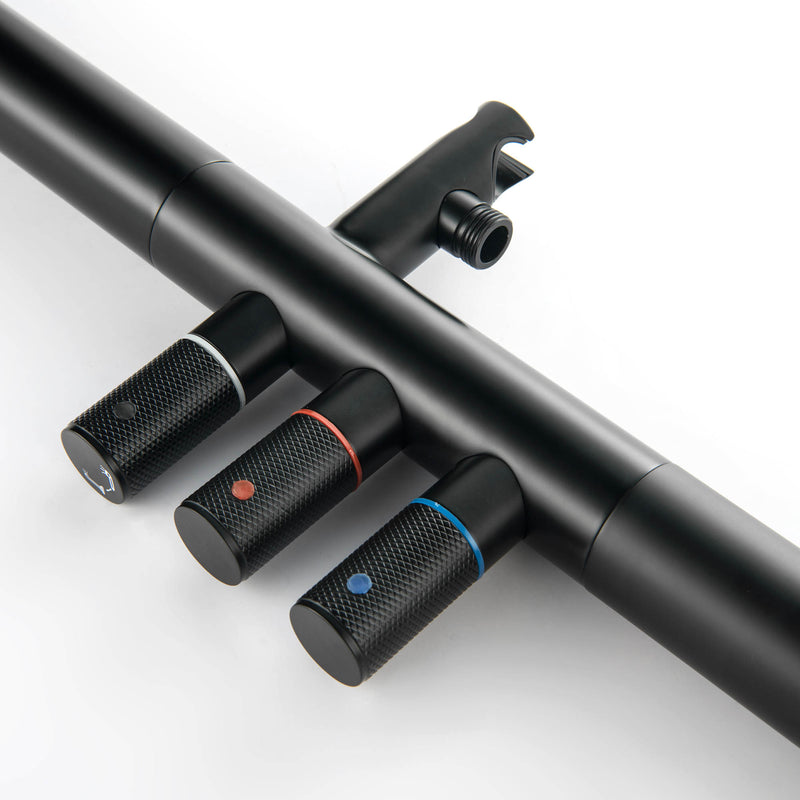 Bostingner 12" Free Standing Outdoor Shower Faucet Set with Shower Head Matte Black - Bostingner