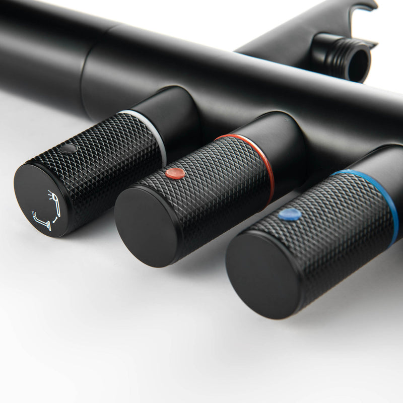 Bostingner 12" Free Standing Outdoor Shower Faucet Set with Shower Head Matte Black - Bostingner