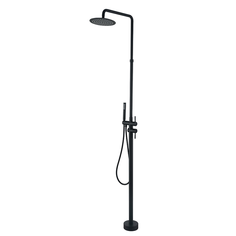 Bostingner 10" Freestanding Outdoor Shower System Height Adjustable Matte Black - Bostingner