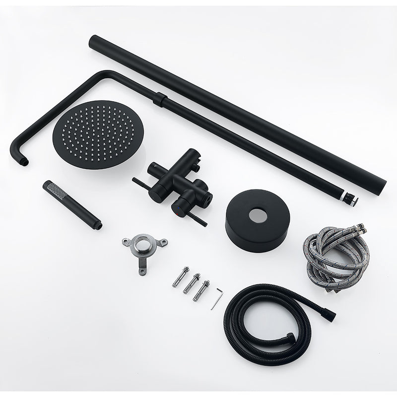 Bostingner 10" Freestanding Outdoor Shower System Height Adjustable Matte Black - Bostingner