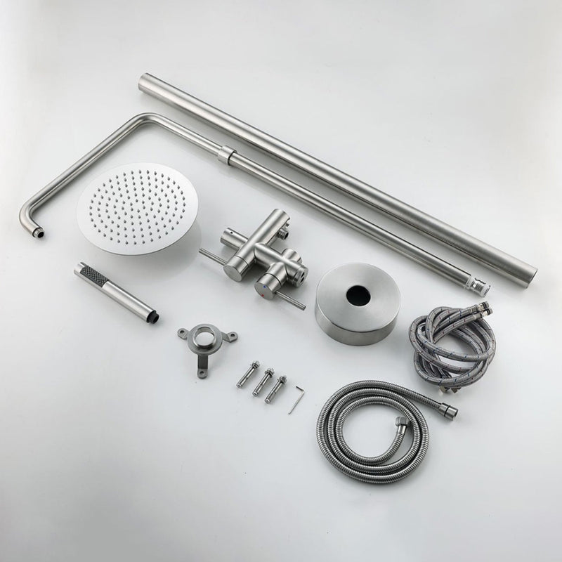 Bostingner 10" Freestanding Outdoor Shower System Height Adjustable Brushed Nickel - Bostingner