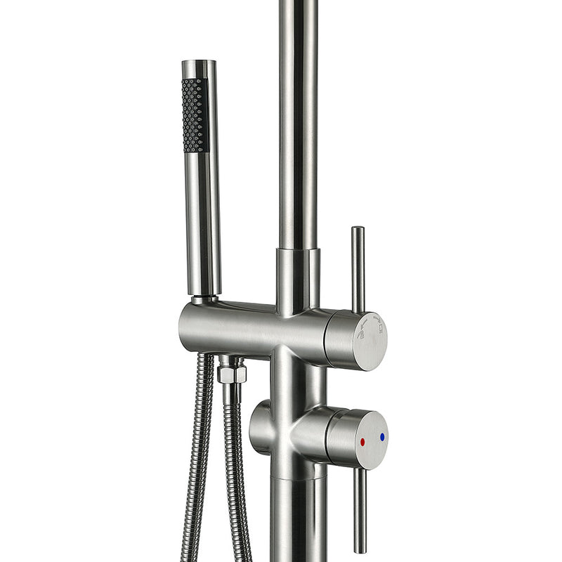 Bostingner 10" Freestanding Outdoor Shower System Height Adjustable Brushed Nickel - Bostingner