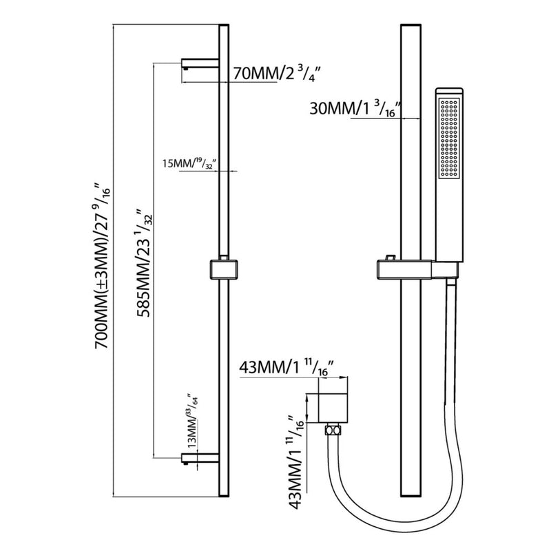 Bostingner Handheld Shower Head with Slide Bar Combo Matte Black - Bostingner