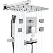 Bostingner Shower Body Sprays Systems with Tub Spout Wall Mount Brushed Nickel 10 Inch - bostingner