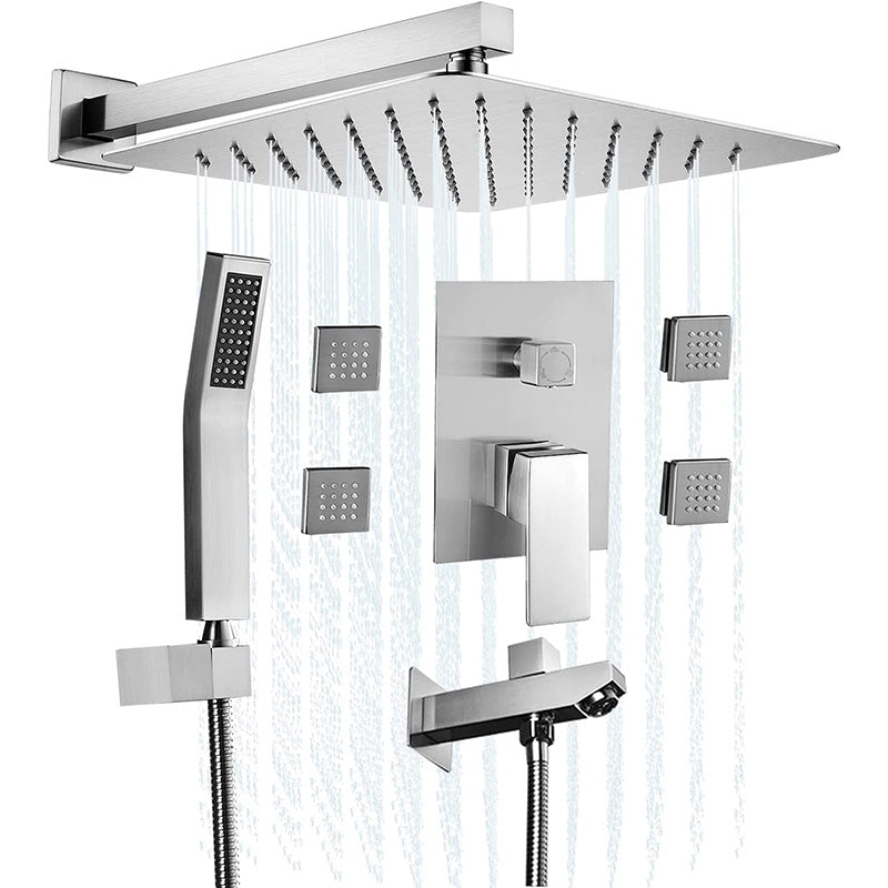 Bostingner Shower Body Sprays Systems with Tub Spout Wall Mount Brushed Nickel 10 Inch - bostingner