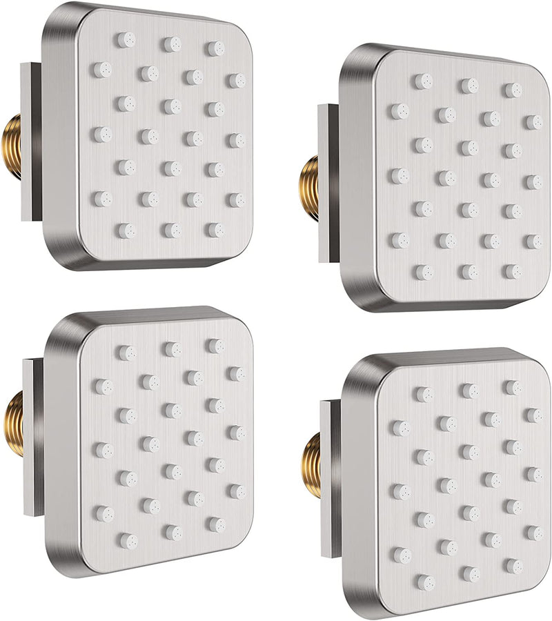Bostingner Shower Jets Body Spray Spa Massage Jets 3 Inch Square Brushed Nickel 4PCS - bostingner