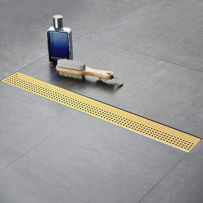 Bostingner Rectangle Linear Shower Drain with Flange 24inch Brushed Gold Grid - bostingner