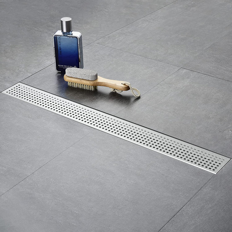 Bostingner Rectangle Linear Shower Drain with Flange 24Inch/32Inch Brushed Nickel Grid - bostingner