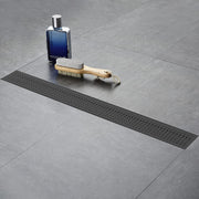Bostingner Rectangle Linear Shower Drain with Flange 24Inch/32Inch Matte Black Grid - bostingner